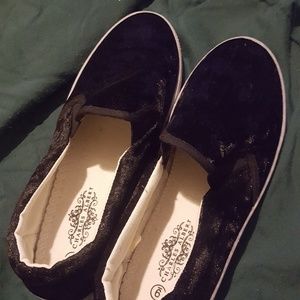 Black velvet slip ons (SOLD)